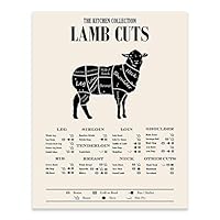 Lamb Cuts Poster Prints - Butcher Guide Wall Decor - (11 inches x 14 inches) Sheep Meat Chart - Cuts of Meat