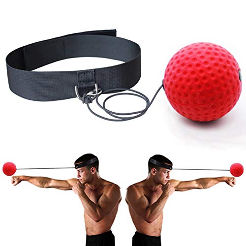 Reflex PU Foaming Speed Balls Boxing Punching Training Balls with Headband, Great Fight Trainer on String (RED)