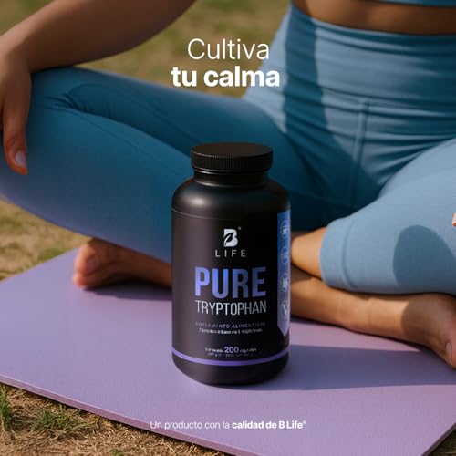 B Life Triptófano Puro | 200 Cápsulas de 500 mg | Aminoácido esencial precursor de serotonina | Pure Tryptophan.