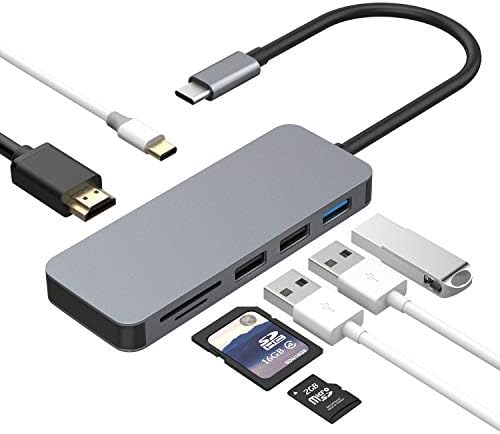 Trend Matters 7 in 1 USB,Type C Hub3.1 Adapter with Charging Port,2 USB 3.0 Ports,SD,Micro Card Reader