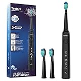 Electric Toothbrush, Sonic Rechargeable Eletronic Toothbrushes for Adults, Electronic Toothbrush with 2 Waterproof Replacement Brush Heads Power Clean as Dentist, Black