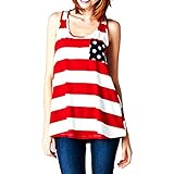 MINDENG American Flag Pattern Printing Tank Tops Women's Summer Casual T-shirts