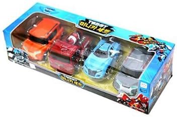 Tobot 4 Pcs Mini Toy Cars Set Korean Animation Tobot Character Evolution X, Y / R / Sheildon X