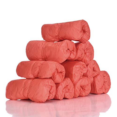 Goshopping 靴カバー シューズカバー 100枚 50足入シューズカバー 男女兼用 ビニール 簡単便利 防水 耐油 すべり止め 作業場 事務所 実験室 土足 室内 汚れ 防止 環境にやさしい便利 ピンク