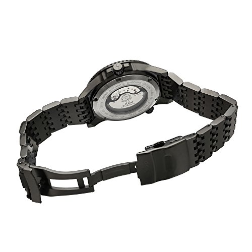 Xezo-Mens-Air-Commando-D45-BL-Japanese-Automatic-Divers-Pilots-Watch-2nd-Time-Zone-200M-WR-Black-PVD-Titanium-Carbide-Coated