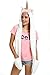 Plush Unicorn Adult Hood Hat with Scarf and Paw Pockets for Women White