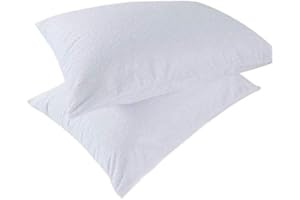Bedecor Pillow Protectors with Zipper Queen Set of 2, Pillow Covers Zippered Cotton Terry Top, Pillow Encasement Feather Proof, Waterproof Pillowcase Cover White (21x31 Inches)