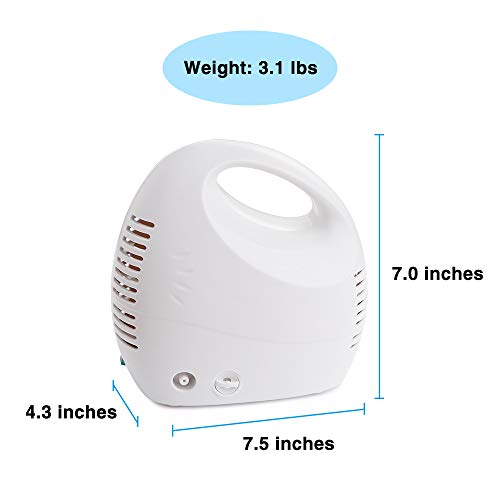 Upgraded Portable Cool Mist Inhaler Compressor System Machine Kit with Universal Tubing 2 Masks for Adults and Kids