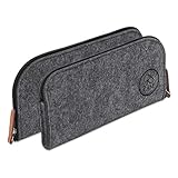 Pencil Case Pen Case, Pouch, and Pencil, Felt Student Stationary Zipper Bag, Organizer Large Capacity Perfect for Pens, Pencils, Gel Water Markers School Supplies with Special Key Ring (Grey)