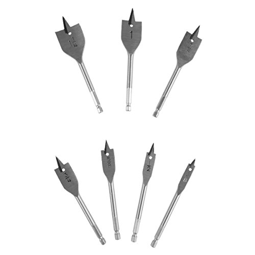 Spade Drill Bit Set, Carbon Steel Build Paddle Bits for High Speed Woodworking, Power Drill 7
