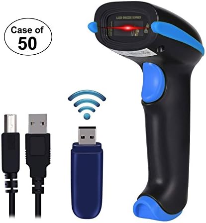 Pack of 50, WoneNice Wireless Barcode Scanner, Portable 2.4GHz Wireless & USB2.0 Wired Barcode Reader with USB Receiver Cable for Supermarket Library Express Company Retail Store Warehouse