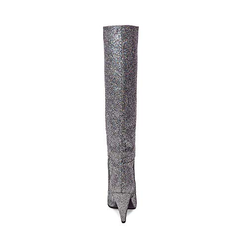STEVEN-by-Steve-Madden-Womens-Jayne-Fabric-Pointed-Toe-Knee-Silver-Size-60