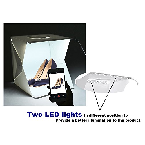 Gleading 40x40x40cm Mini Studio de Photographie Portable Tent Lightroom Kit Photo Studio avec lumière LED : Tente d…