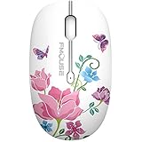 TENMOS M101 Wireless Mouse Cute Silent Mice with Nano USB Receiver,2.4Ghz Optical Travel Mouse,3 Buttons,1600 DPI Compatible with Notebook, PC, Laptop, Computer (Butterfly)