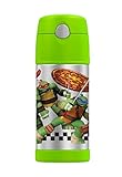 GENUINE THERMOS BRAND FUNTAINER Vacuum Insulated Straw Bottle, 12-Ounce, Lime, Teenage Mutant Ninja Turtles