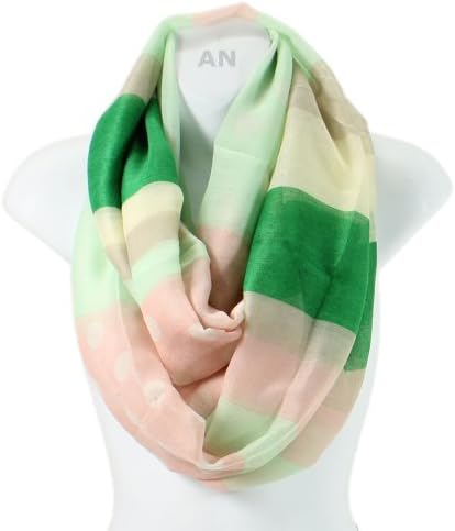 AN - Lightweight Colorblock Polka Dots Infinity Circle Scarf Snood Loop
