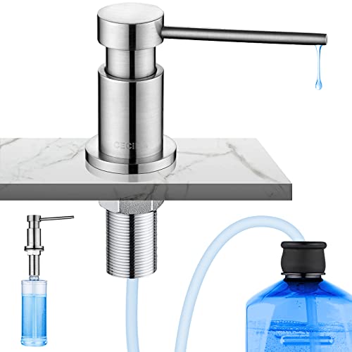 CEICPA Soap Dispenser for Kitchen, Soap Dispenser for Sink with 500 ml Bottle and 1.2 m Extension Hose, 360° Rotating Pump, Brushed