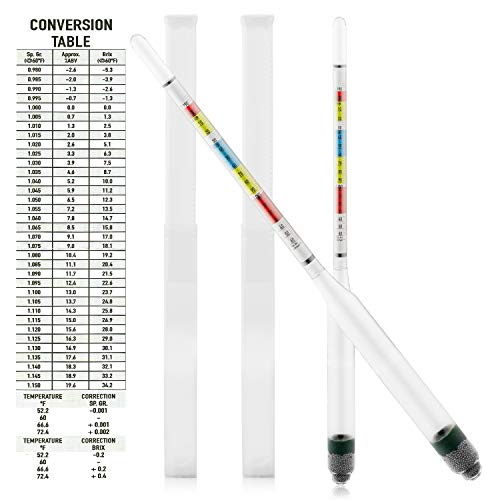 2 Pack Triple Scale Alcohol Hydrometer for Home Brew, Wine, Beer, Mead