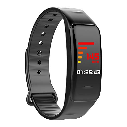 yuemizi C1Plus BT Heart Rate Monitor Smart Touch Bracelet Fitness Wristband (Black)