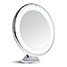 Sanheshun 7X Magnifying Lighted Travel Makeup Mirror,Touch Activated, Locking Suction Mount, Battery Operated, Round