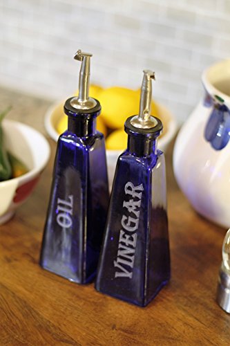 Cobalt Blue Oil and Vinegar Set - Laser Engraved - Oil Vinegar Dispenser - Gifts for Mom - Kitchen Decor - Kitchen Gifts - Olive Oil Cruet - Thumbnail 3