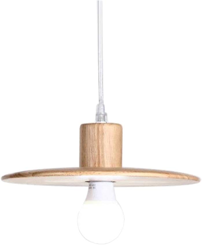 Modern E 27 Pendant Lamp Round Simple Lamp Metal Wood Pendant Lamp Adjustable Ceiling Lamp Creative Hanging Lamps for Bar Living Room Bedroom Restaurant Hotel Aisle Stairs, L21 * H7cm
