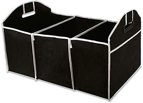 Findx Car Boot Organizer, Collapsible Heavy Duty Car Boot Tidy Waterproof Storage Boot Box with 3 Large Compartments for Car, SUV, Truck, Minivan-Black