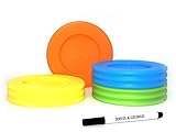 Wide Mouth Mason Jar Lids - Compatible with Wide Mouthed Size Ball Jars - Reusable and Leak Proof Plastic Lids are BPA Free - Includes Pen for Marking - Green, Orange, Yellow & Blue - Pack of 4