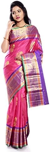Mandakini — Indian Women's Kanchipuram - Handloom - Pure Silk Saree (Pink) (MK221)