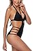 ALove Women Cut Out One Piece Swimsuit Halter Backless Bathing Suit Black Small