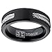 Black Titanium ring Wedding band with Stainless Steel Cables sizes 7 to 12