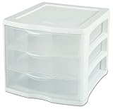 Sterilite 17918004 3 Drawer Unit, White Frame with Clear Drawers, 4-Pack (Kitchen)