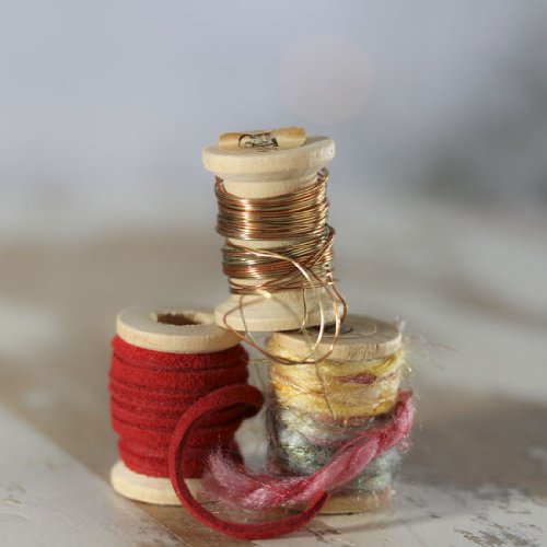 Set of 12 Assorted Miniature Spools of Assorted Wire, Soft Cord and Yarn for Crafting, Creating, and Embellishing