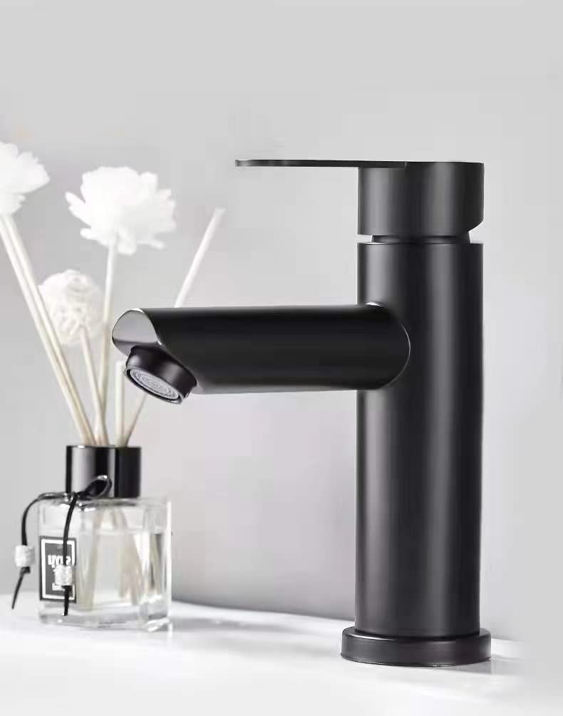 imiiHO 008 Faucet Black (Black) Brushed, Hoses Included, 304 Stainless Steel. Basin tap,