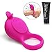 Dolphin Vibrating Penis Ring Rechargeable Silicone Cock Ring Stimulator for Male Longer Lasting Erections Sex Toys (Rose)