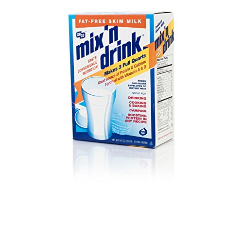 SACO Mix 'n Drink Instant Skim Milk, Fat-Free, GMO-Free, Gluten-Free, Nut-Free, rBST Free, High Calcium and Protein, Makes 3 Quarts, 2 Pack