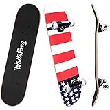 WhiteFang Skateboards for Beginners, Complete Skateboard 31 x 7.88, 7 Layer Canadian Maple Double Kick Concave Standard and Tricks Skateboards for Kids and Beginners (Great-US)