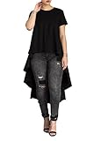 Memorose Women Casual Crewneck Short Sleeves High Low Hem Bodcyon Party Tops Blouse Shirt