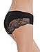 LIQQY Women's 4 Pack Cotton Lace Coverage Seamless Brief Panty Underwear Mid-Waisted Underpants (Black, Medium)