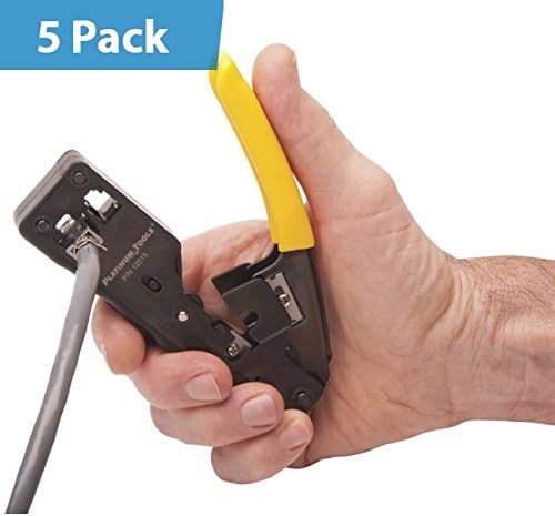5 Pack - Platinum Tools Tele-TitanXg CAT6A/10Gig Crimp Tool - Electrical Plier Multi Compression Ratcheting Strip Cutter Insulated Terminal Wire Tool