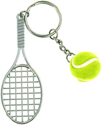 Sport Lovers Keychain Tennis Ball & Tennis Racket Key Chain By Jiuyun (Silver)