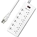 Power Strip Surge Protector with USB Ports Flat Plug with Overload Surge Protection (White)