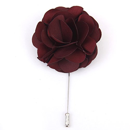 Handmade Boutonniere Stick Lapel Tie Pin Brooch for Men Wine Red