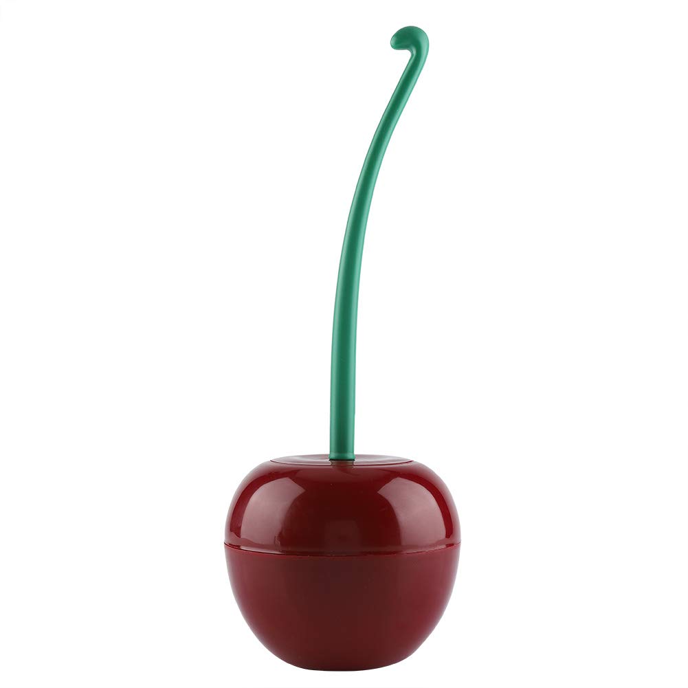 Toilet Brush Set with Holder Long Handle Bathroom Cleaning Tool Toilet Bowl Scrubber Red Lavatory Brush for WC Toilet Cleaner Cherry Shape