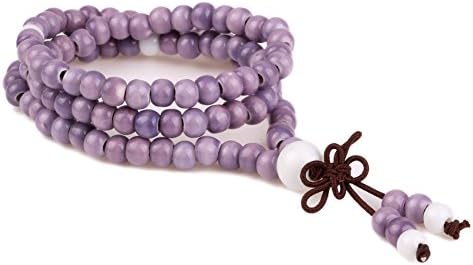 Tibetan Buddhist Vintage Style 108 Porcelain Prayer Beads Wrist Meditation Mala Bracelet (Purple)