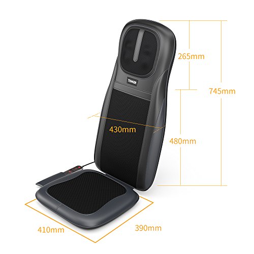 Massage Cushion, TENKER Shiatsu Neck & Back Seat Cushion with Heat Function and 3 Massage Styles Rolling, Spot, and Kneading - One Year Warranty