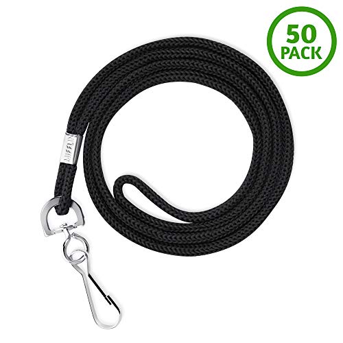 EcoEarth Lanyard (Premium Tier) (50 Pack Round Non-Breakaway w Hook) Black Lanyards for ID Badges, Badge Lanyard, ID Lanyard, Name Tag Lanyard ID Holder, Cruise Lanyard, Bulk Lanyard - Thumbnail 6