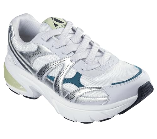 Skechers Women's Shadow-Stellar 90 Sneaker, Gray/Green, 7.5