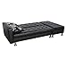HOMCOM Twin Size Faux Leather Convertible Sofa Bed with Storage Ottoman, Steel Frame, and 2 Pillows, Black