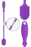 Eco-Friendly BPA Free Silicone Bottle Brush- Kitchen Cleaner For Washing Scrubbing Glass- Sports Water Bottle- Tumblers Wine Glasses-Dishes with Long Neck- Ergonomic Non Slip Handle